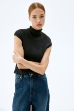 Ribbed Mock Turtleneck Top