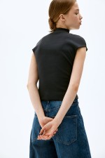 Ribbed Mock Turtleneck Top